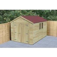 Forest Garden Timberdale 12X8 Apex Pressure Treated Tongue & Groove Solid Wood Shed With Floor (Base Included)