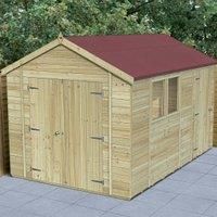 Forest Garden Timberdale 12X8 Apex Pressure Treated Tongue & Groove Solid Wood Shed With Floor (Base Included) - Assembly Service Included