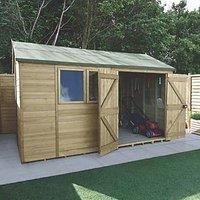 12x8 Timberdale Tongue & Groove Pressure Treated Double Door Reverse Apex Shed