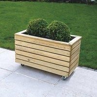 2'7 x 1'4 Forest Linear Double Wooden Garden Planter with Wheels (0.8m x 0.4m)