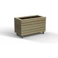 2'7 x 1'4 Forest Linear Double Wooden Garden Planter with Wheels (0.8m x 0.4m)