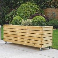 3££11 x 1££4 Forest Linear Long Wooden Garden Planter with Wheels (1.2m x 0.4m)