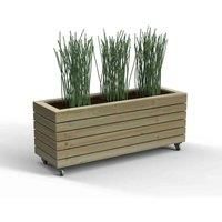 3££11 x 1££4 Forest Linear Long Wooden Garden Planter with Wheels (1.2m x 0.4m)