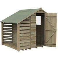 Forest Garden Overlap Pressure Treated 4' x 6' Apex Shed No Window With Lean To