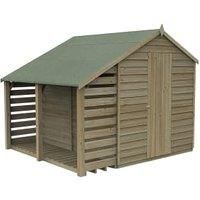 Forest Garden Overlap Pressure Treated 6' x 8' Apex Shed No Window With Lean To