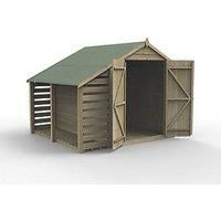 Forest Garden Overlap Pressure Treated 6' x 8' Apex Shed - Double Door No Window With Lean To