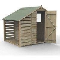 Forest 6x4 4Life Overlap Apex Shed with Lean To Log Store Free Delivery