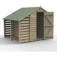 Forest 7x5 4Life Overlap Apex Shed No Window with Lean To Log Store Free Del