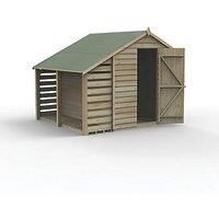 Forest Garden 8 x 6ft 4Life Apex Overlap Pressure Treated Windowless Shed with Lean-To and Assembly