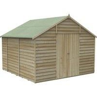 Forest Garden Overlap Pressure Treated 10' x 10' Apex Shed - No Window Double Door