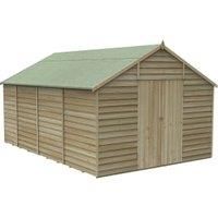 Forest Garden Overlap Pressure Treated 10' x 15' Apex Shed - No Window Double Door