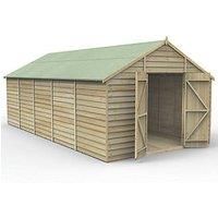 20' x 10' Forest 4Life 25yr Guarantee Overlap Pressure Treated Windowless Double Door Apex Wooden Shed (5.96m x 3.2m)