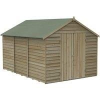 Forest 12x8 4Life Overlap Apex Shed, No Window, Double Door 25yr Guarantee