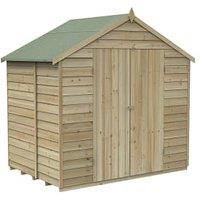 Forest Garden 7 x 5ft 4Life Apex Overlap Pressure Treated Double Door Windowless Shed with Base