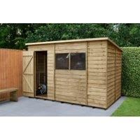 Forest Garden 4LIFE Pent Overlap Pressure Treated Shed with Base - 10 x 6ft