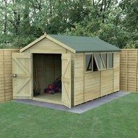 12' x 8' Forest Timberdale 25yr Guarantee Tongue & Groove Pressure Treated Double Door Apex Shed ££ 4 Windows (3.65m x 2.52m)