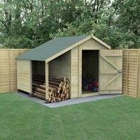 8' x 6' Forest Timberdale 25yr Guarantee Tongue & Groove Pressure Treated Windowless Apex Shed with Logstore (2.5m x 1.83m)