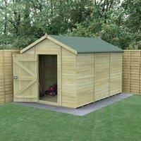 Forest Garden Timberdale Apex Tongue & Groove Pressure Treated Windowless Shed with Base - 8 x 12ft