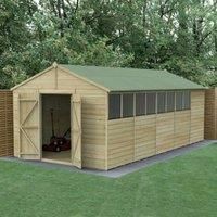 Forest Garden Beckwood Apex Shiplap Pressure Treated Double Door Shed with Base & Assembly - 10 x 20ft