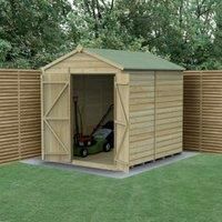 Forest Garden Beckwood Apex Shiplap Pressure Treated Double Door Windowless Shed with Base & Assembly - 6 x 8ft