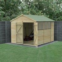 Forest Garden 10x8 Forest Beckwood Apex Shed Shiplap Double Doors 25yr Guarantee - 10 x 8 Forest Beckwood Tongue and Groove Apex Wooden Shed With Double Doors - Wit