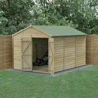 Forest Garden Beckwood Apex Shiplap Pressure Treated Double Door Windowless Shed with Base & Assembly - 8 x 12ft