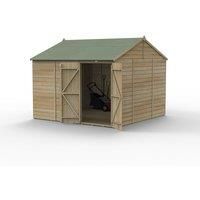 10' x 10' Forest Beckwood 25yr Guarantee Shiplap Pressure Treated Windowless Double Door Reverse Apex Wooden Shed (3.21m x 3.01m)