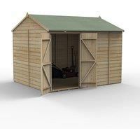 10' x 8' Forest Beckwood 25yr Guarantee Shiplap Pressure Treated Windowless Double Door Reverse Apex Wooden Shed (3.01m x 2.61m)