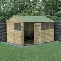Forest Garden Beckwood Reverse Apex Shiplap Pressure Treated Double Door Shed with Base & Assembly - 12 x 8ft