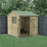 Forest Beckwood 7x7 Reverse Apex Wooden Garden Shed - 2 Windows - Double Door