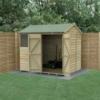 Forest Garden Beckwood Reverse Apex Shiplap Pressure Treated Double Door Shed with Base & Assembly - 8 x 6ft