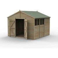 10' x 10' Forest 4Life 25yr Guarantee Overlap Pressure Treated Double Door Apex Wooden Shed (3.21m x 3.01m)