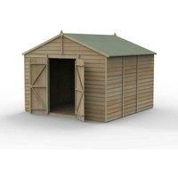 10' x 10' Forest 4Life 25yr Guarantee Overlap Pressure Treated Windowless Double Door Apex Wooden Shed (3.21m x 3.01m)