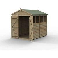 8' x 6' Forest 4Life 25yr Guarantee Overlap Pressure Treated Double Door Apex Wooden Shed - 4 Windows (2.42m x 1.99m)