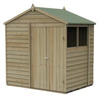 7' x 5' Forest 4Life 25yr Guarantee Overlap Pressure Treated Double Door Apex Wooden Shed (2.28m x 1.53m)