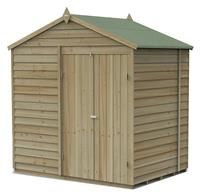 7' x 5' Forest 4Life 25yr Guarantee Overlap Pressure Treated Windowless Double Door Apex Wooden Shed (2.28m x 1.53m)