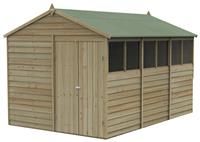 12' x 8' Forest 4Life 25yr Guarantee Overlap Pressure Treated Double Door Apex Wooden Shed (3.6m x 2.61m)