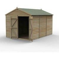 12' x 8' Forest 4Life 25yr Guarantee Overlap Pressure Treated Windowless Double Door Apex Wooden Shed (3.6m x 2.61m)