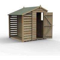 6' x 4' Forest 4Life 25yr Guarantee Overlap Pressure Treated Apex Wooden Shed with Lean To (1.88m x 2.01m)