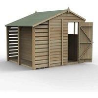 8' x 6' Forest 4Life 25yr Guarantee Overlap Pressure Treated Apex Wooden Shed with Lean To (2.42m x 2.65m)