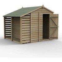 8' x 6' Forest 4Life 25yr Guarantee Overlap Pressure Treated Windowless Apex Wooden Shed with Lean To (2.42m x 2.65m)