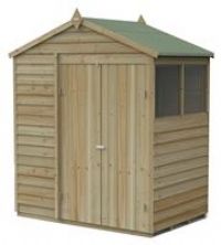 6' x 4' Forest 4Life 25yr Guarantee Overlap Pressure Treated Double Door Apex Wooden Shed (1.99m x 1.23m)