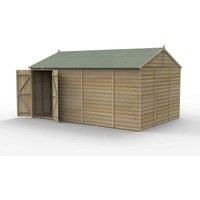 15' x 10' Forest 4Life 25yr Guarantee Overlap Pressure Treated Windowless Double Door Reverse Apex Wooden Shed (4.48m x 3.21m)