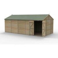 20' x 10' Forest 4Life 25yr Guarantee Overlap Pressure Treated Windowless Double Door Reverse Apex Wooden Shed (5.96m x 3.21m)