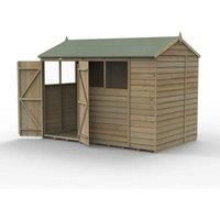 10' x 6' Forest 4Life 25yr Guarantee Overlap Pressure Treated Double Door Reverse Apex Wooden Shed - 4 Windows (3.01m x 1.99m)