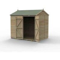 8' x 6' Forest 4Life 25yr Guarantee Overlap Pressure Treated Windowless Double Door Reverse Apex Wooden Shed (2.42m x 1.99m)