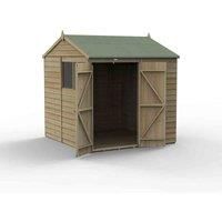 7' x 7' Forest 4Life 25yr Guarantee Overlap Pressure Treated Double Door Reverse Apex Wooden Shed (2.28m x 2.12m)