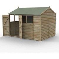 10' x 8' Forest 4Life 25yr Guarantee Overlap Pressure Treated Double Door Reverse Apex Wooden Shed - 4 Windows (3.01m x 2.61m)