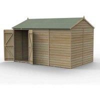 12' x 8' Forest 4Life 25yr Guarantee Overlap Pressure Treated Windowless Double Door Reverse Apex Wooden Shed (3.6m x 2.61m)