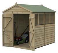 8' x 6' Forest Beckwood 25yr Guarantee Shiplap Pressure Treated Double Door Apex Wooden Shed - 4 Windows (2.42m x 1.99m)